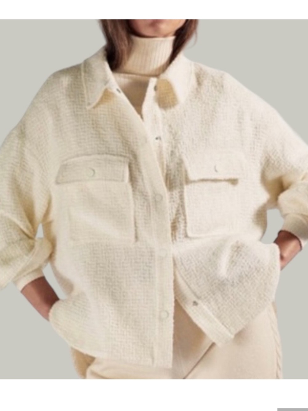 Zara 🤍🤍 White Cream Bouclé Teddy Jacket Shacket